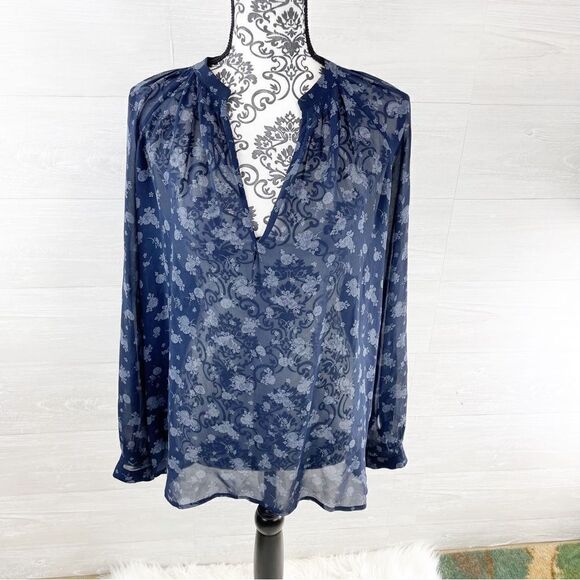 Vince Calico Floral Semi Sheer Popover Silk Top - Picture 4 of 11